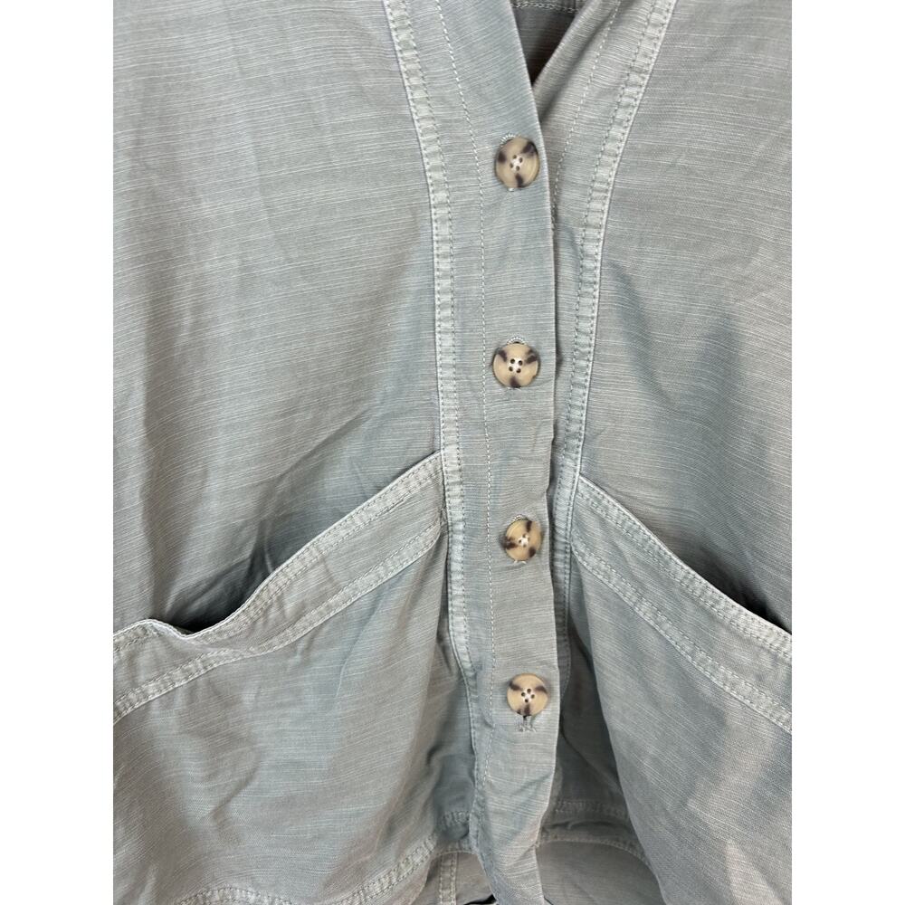 J JILL Utility Chore Button Front Jacket Minimalist Summer Green Lagenlook Sz SP - Picture 7 of 11
